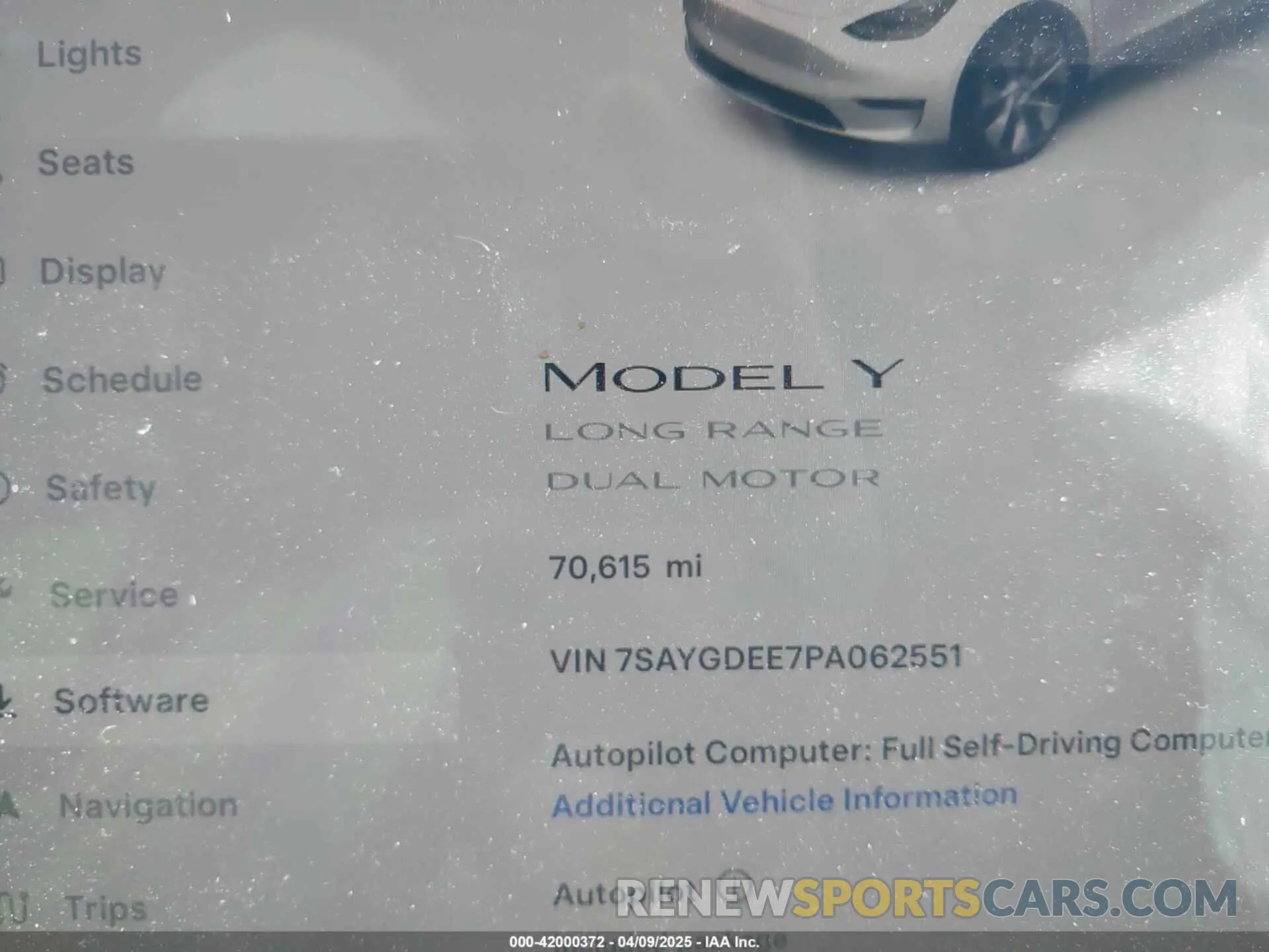 7 fotografías del automóvil dañado 7SAYGDEE7PA062551 TESLA MODEL Y 2023