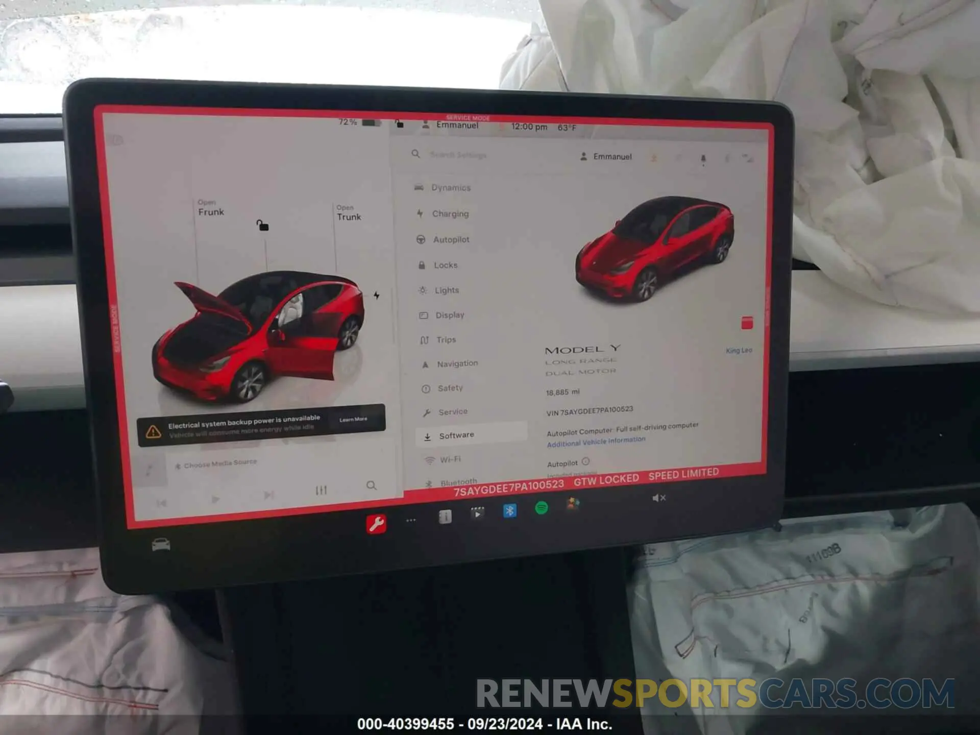 18 fotografías del automóvil dañado 7SAYGDEE7PA100523 TESLA MODEL Y 2023