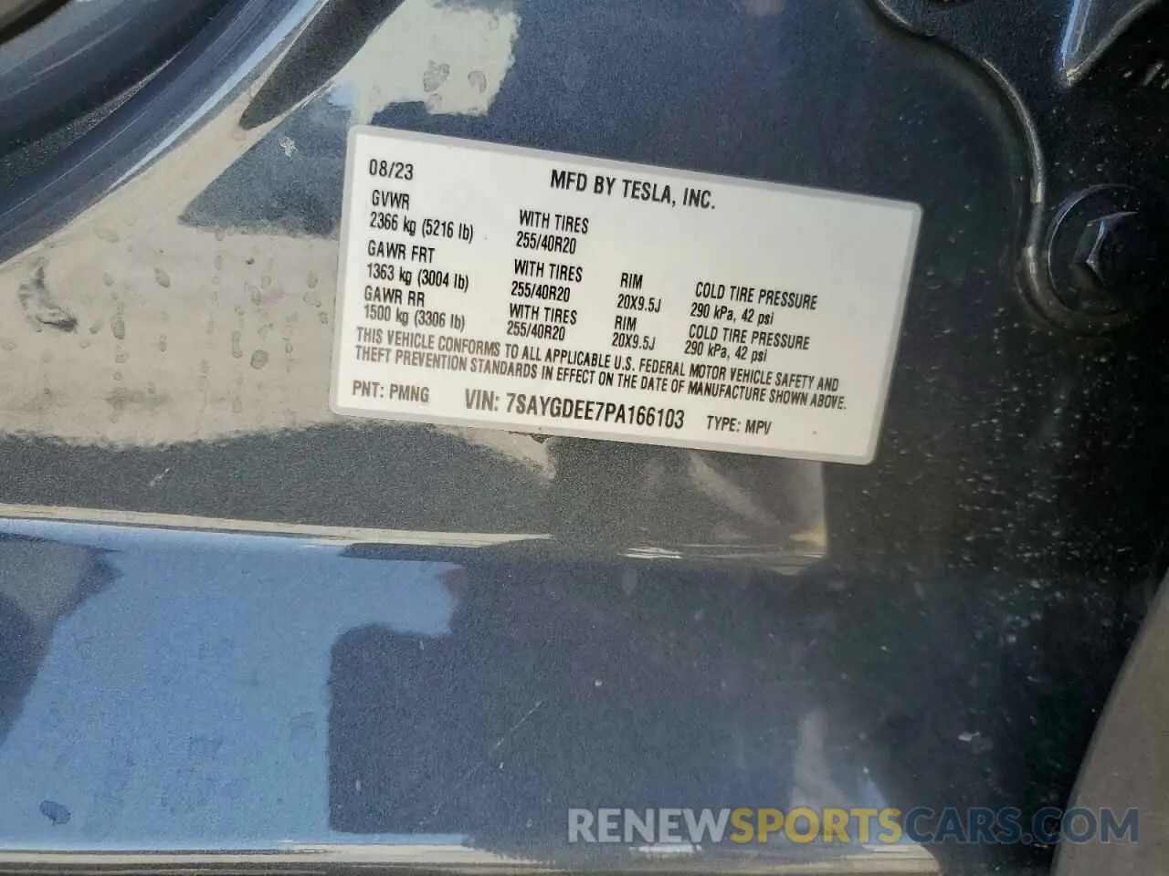 13 fotografías del automóvil dañado 7SAYGDEE7PA166103 TESLA MODEL Y 2023