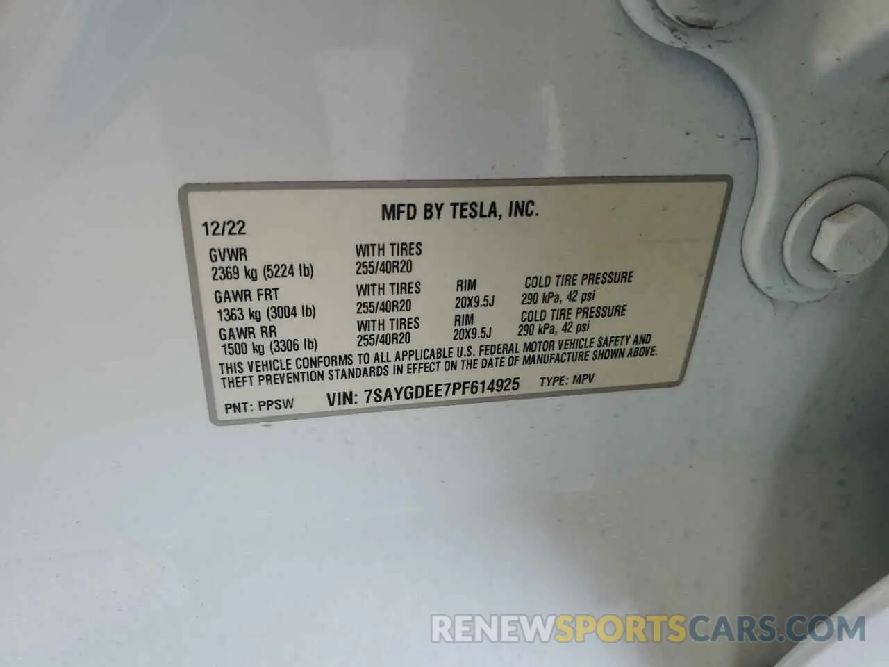 12 fotografías del automóvil dañado 7SAYGDEE7PF614925 TESLA MODEL Y 2023