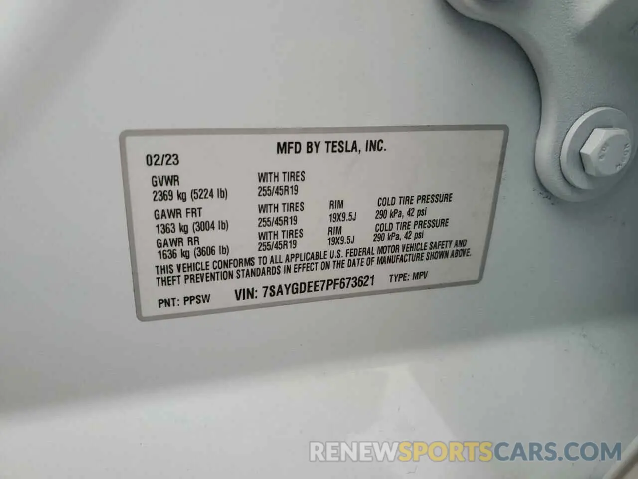 14 fotografías del automóvil dañado 7SAYGDEE7PF673621 TESLA MODEL Y 2023
