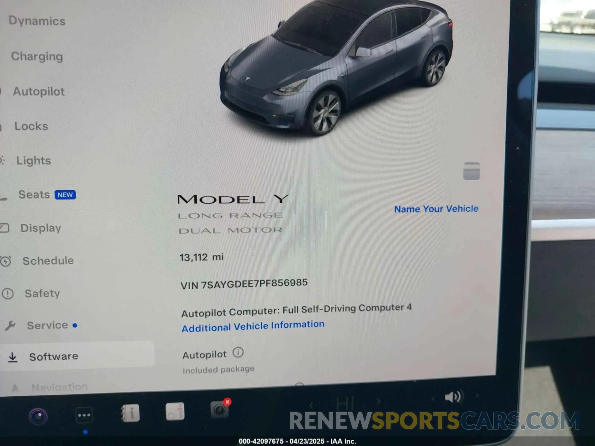 7 fotografías del automóvil dañado 7SAYGDEE7PF856985 TESLA MODEL Y 2023