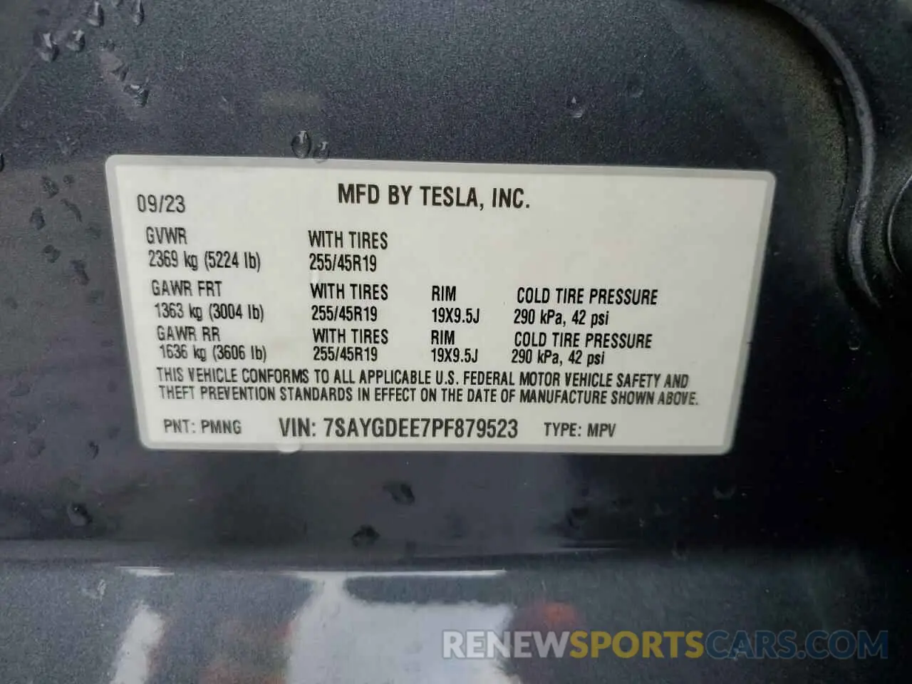 14 fotografías del automóvil dañado 7SAYGDEE7PF879523 TESLA MODEL Y 2023