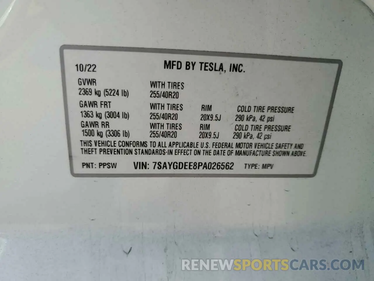 12 fotografías del automóvil dañado 7SAYGDEE8PA026562 TESLA MODEL Y 2023