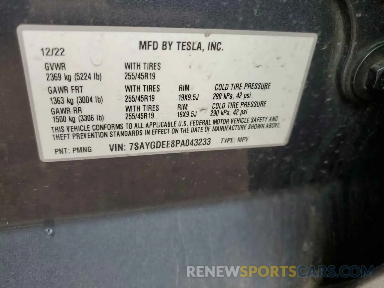 13 fotografías del automóvil dañado 7SAYGDEE8PA043233 TESLA MODEL Y 2023