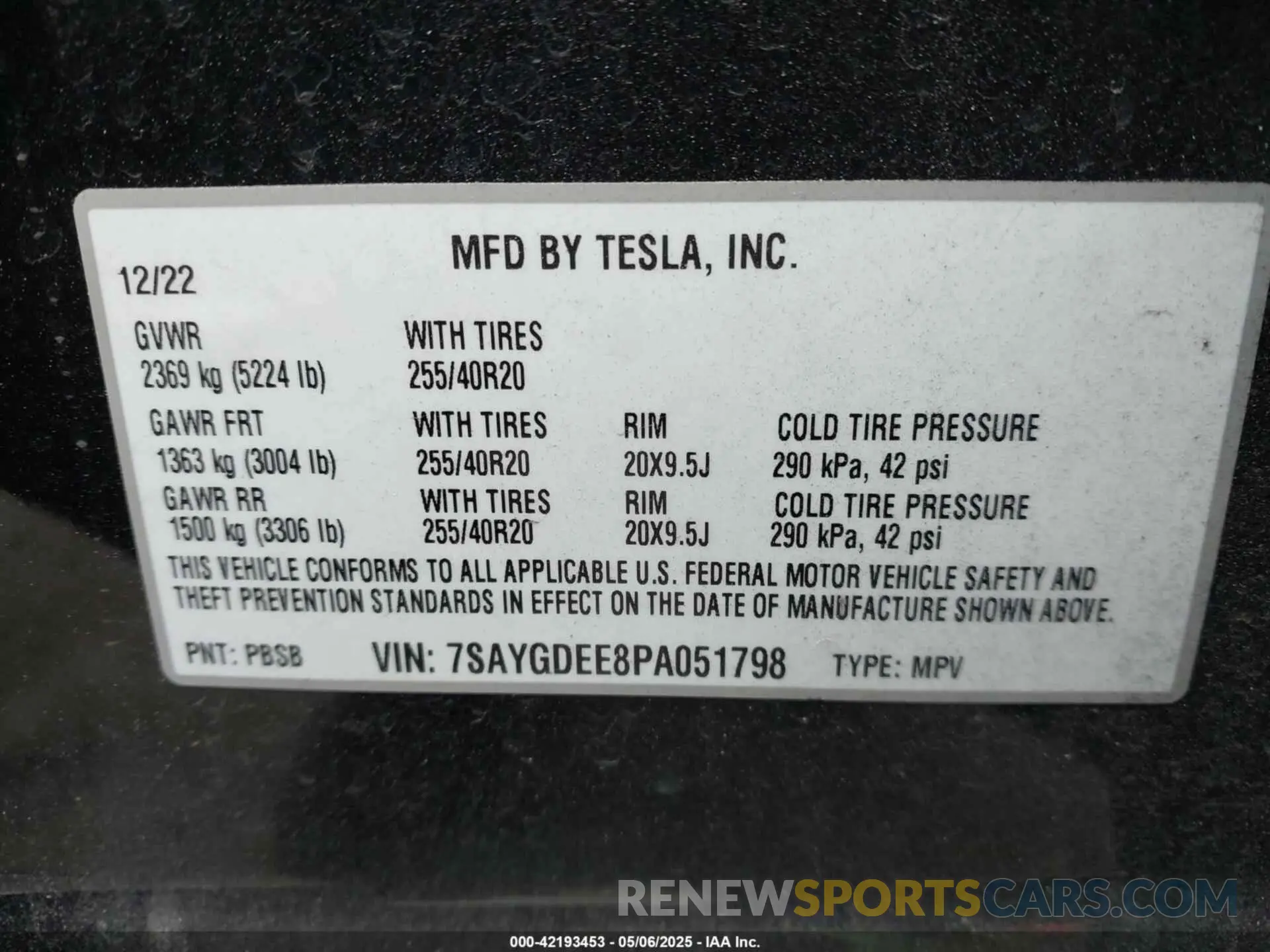9 fotografías del automóvil dañado 7SAYGDEE8PA051798 TESLA MODEL Y 2023