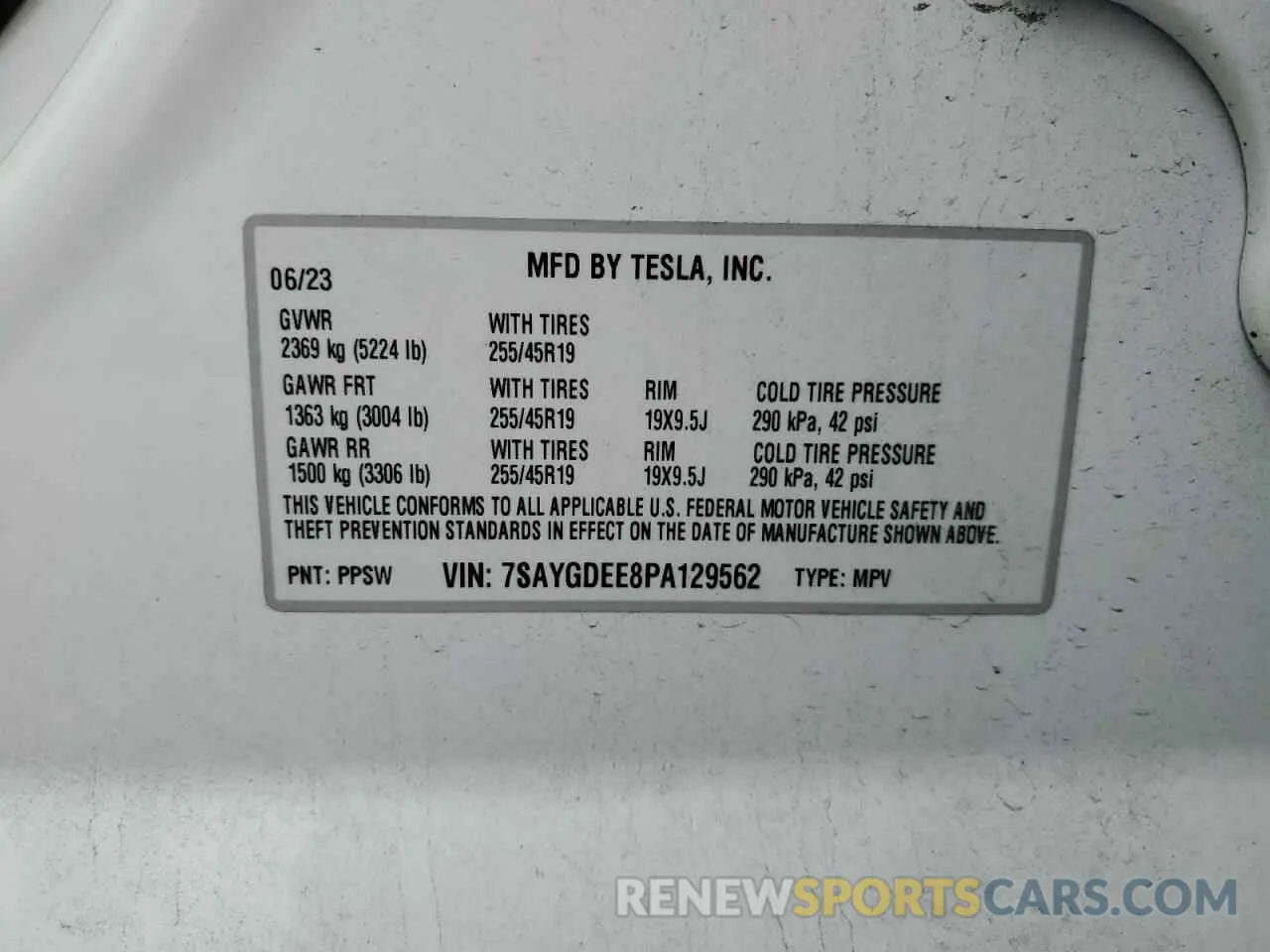14 fotografías del automóvil dañado 7SAYGDEE8PA129562 TESLA MODEL Y 2023