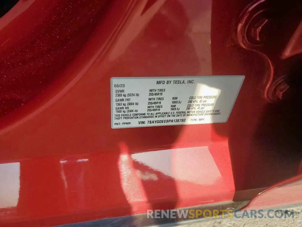 15 fotografías del automóvil dañado 7SAYGDEE8PA138780 TESLA MODEL Y 2023