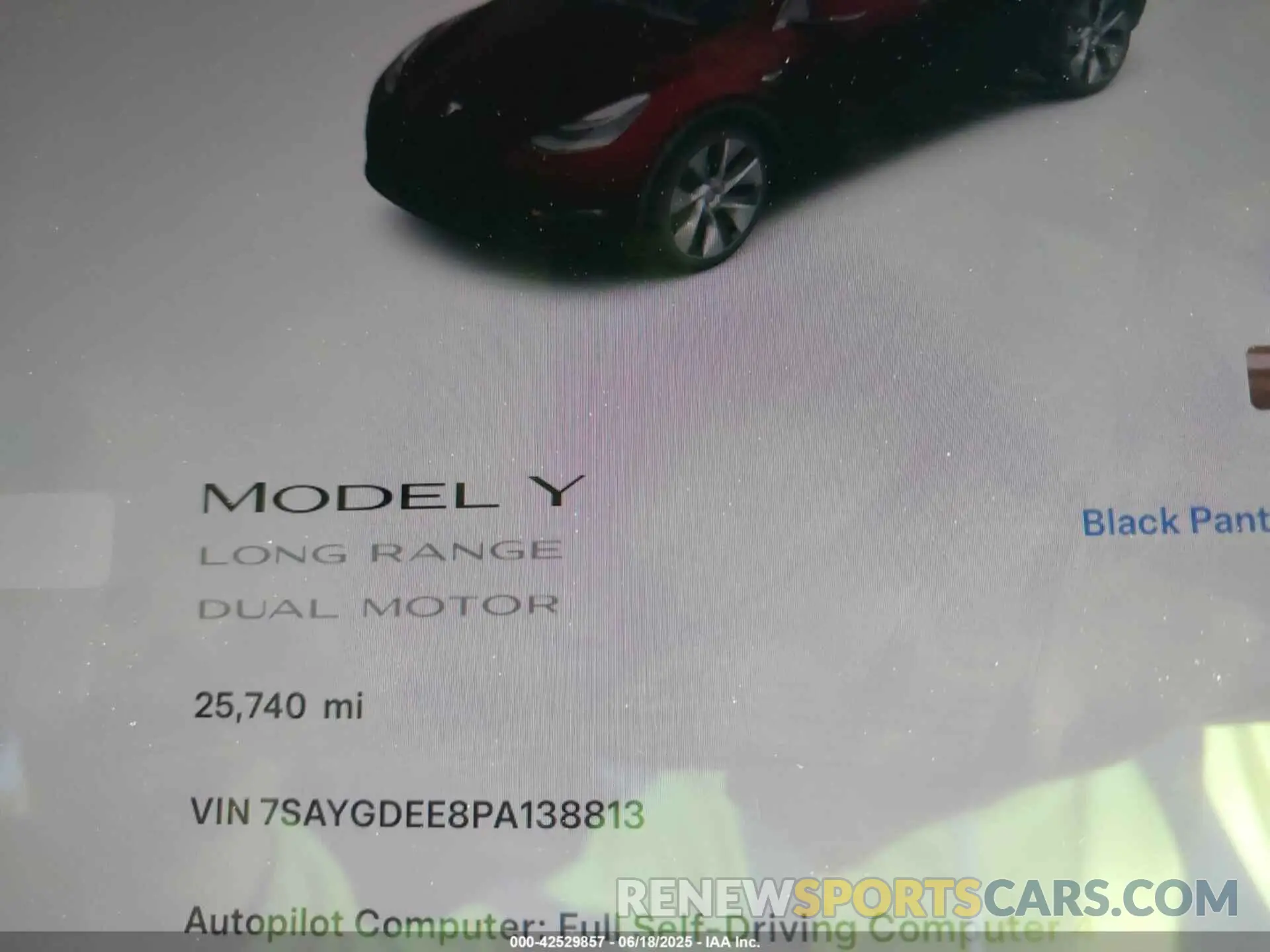 7 fotografías del automóvil dañado 7SAYGDEE8PA138813 TESLA MODEL Y 2023