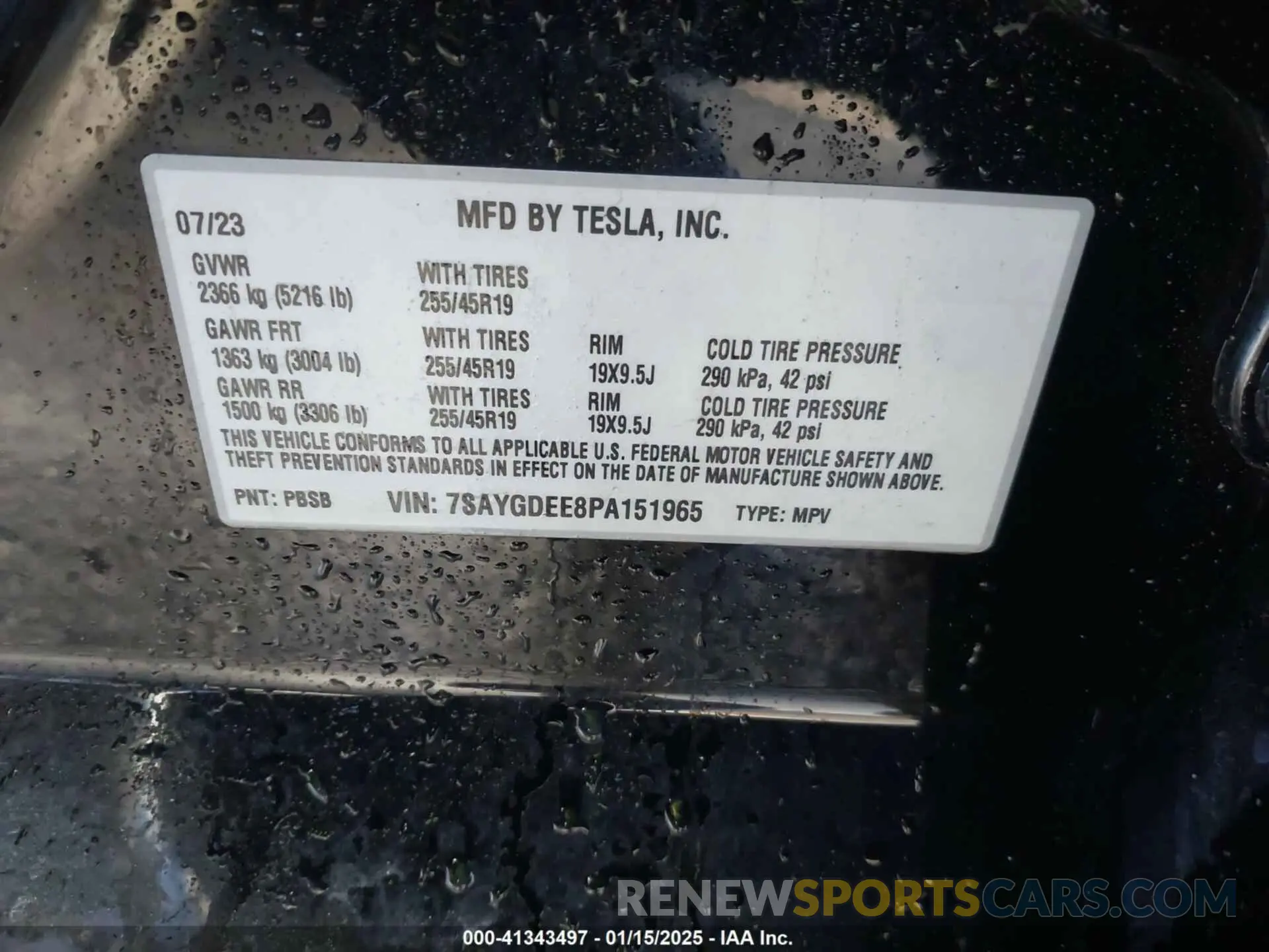 9 fotografías del automóvil dañado 7SAYGDEE8PA151965 TESLA MODEL Y 2023