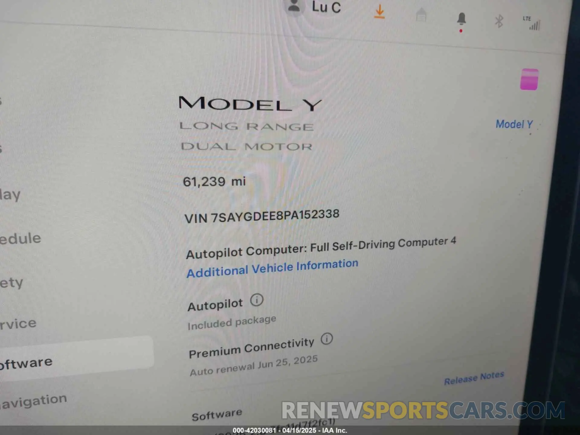 7 fotografías del automóvil dañado 7SAYGDEE8PA152338 TESLA MODEL Y 2023