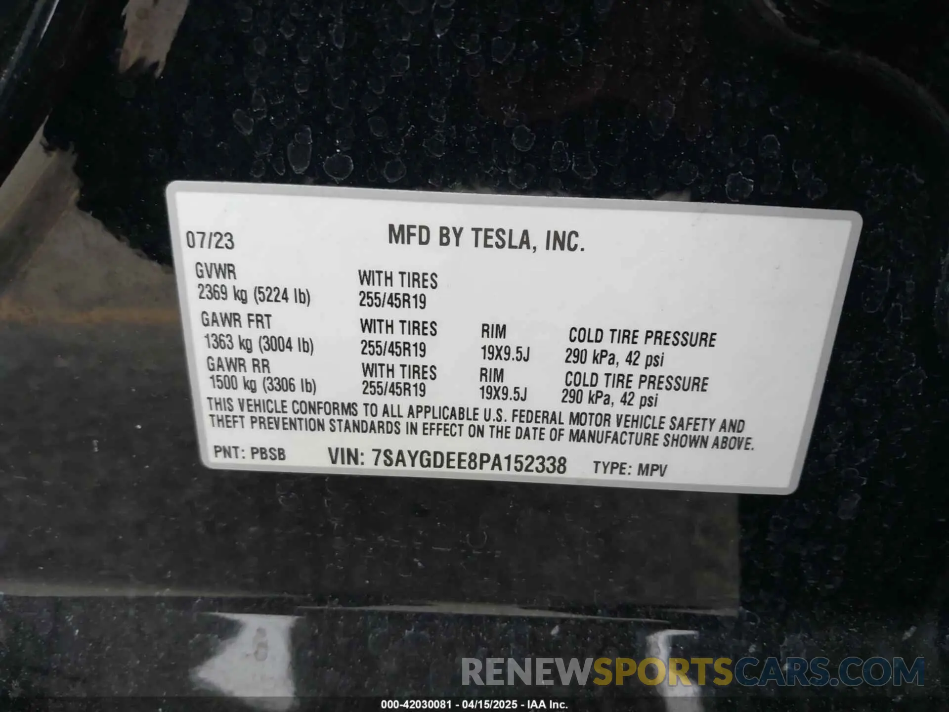 9 fotografías del automóvil dañado 7SAYGDEE8PA152338 TESLA MODEL Y 2023