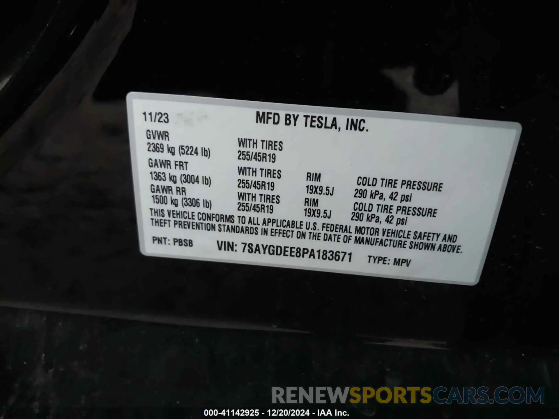 9 fotografías del automóvil dañado 7SAYGDEE8PA183671 TESLA MODEL Y 2023