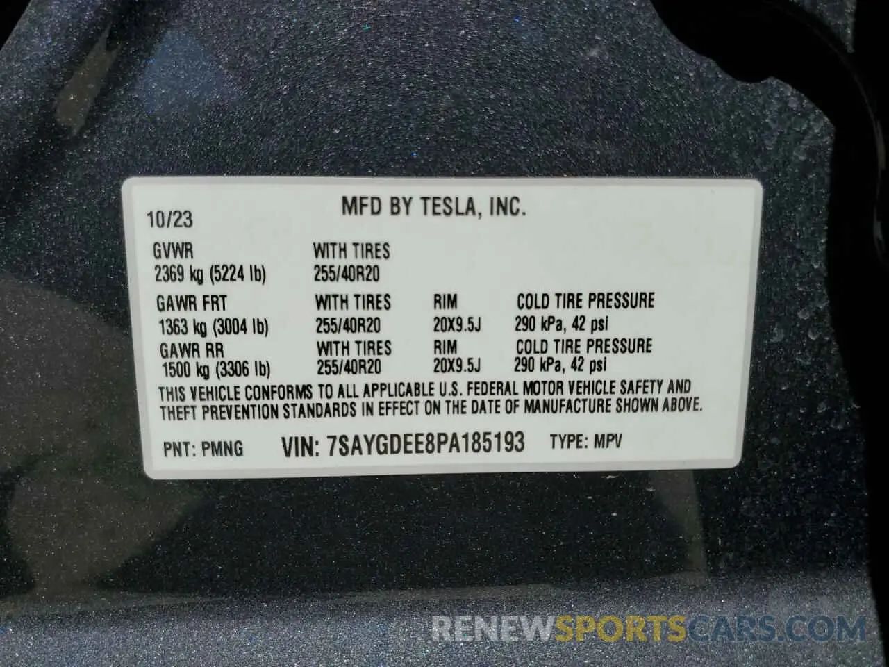 14 fotografías del automóvil dañado 7SAYGDEE8PA185193 TESLA MODEL Y 2023