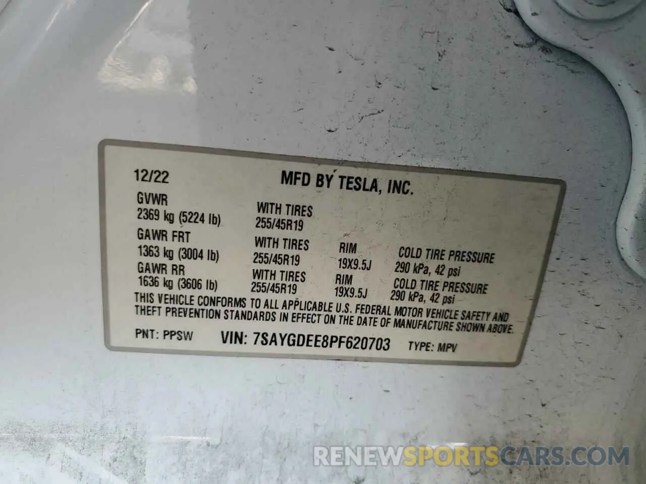 13 fotografías del automóvil dañado 7SAYGDEE8PF620703 TESLA MODEL Y 2023