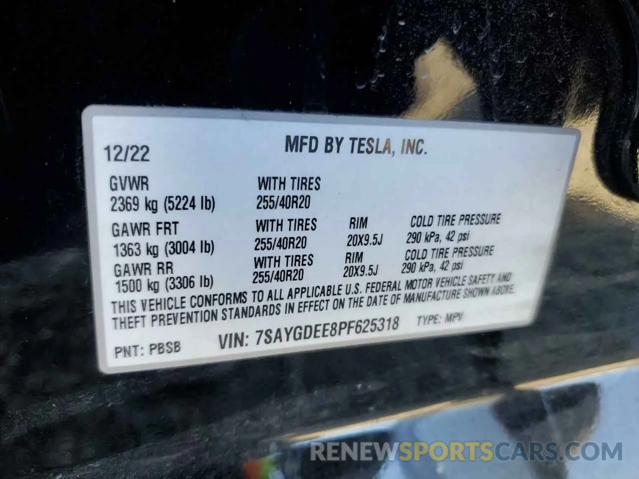 14 fotografías del automóvil dañado 7SAYGDEE8PF625318 TESLA MODEL Y 2023