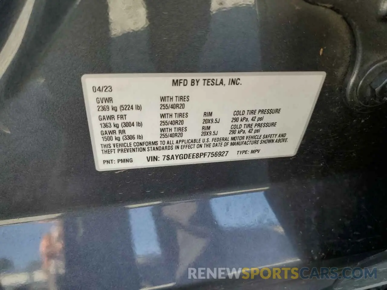 12 fotografías del automóvil dañado 7SAYGDEE8PF756927 TESLA MODEL Y 2023