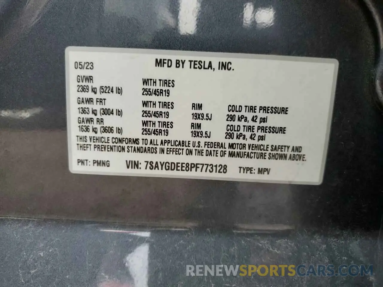 12 fotografías del automóvil dañado 7SAYGDEE8PF773128 TESLA MODEL Y 2023