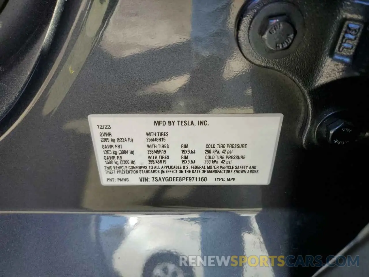 12 fotografías del automóvil dañado 7SAYGDEE8PF971160 TESLA MODEL Y 2023
