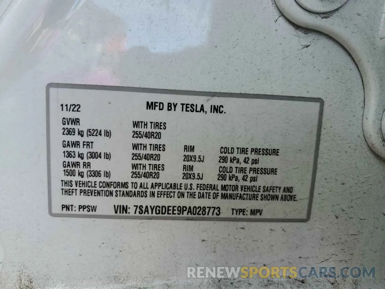 12 fotografías del automóvil dañado 7SAYGDEE9PA028773 TESLA MODEL Y 2023