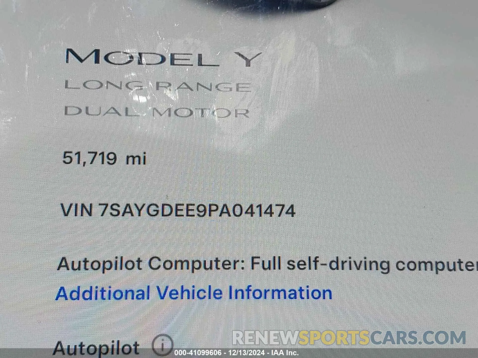 16 fotografías del automóvil dañado 7SAYGDEE9PA041474 TESLA MODEL Y 2023