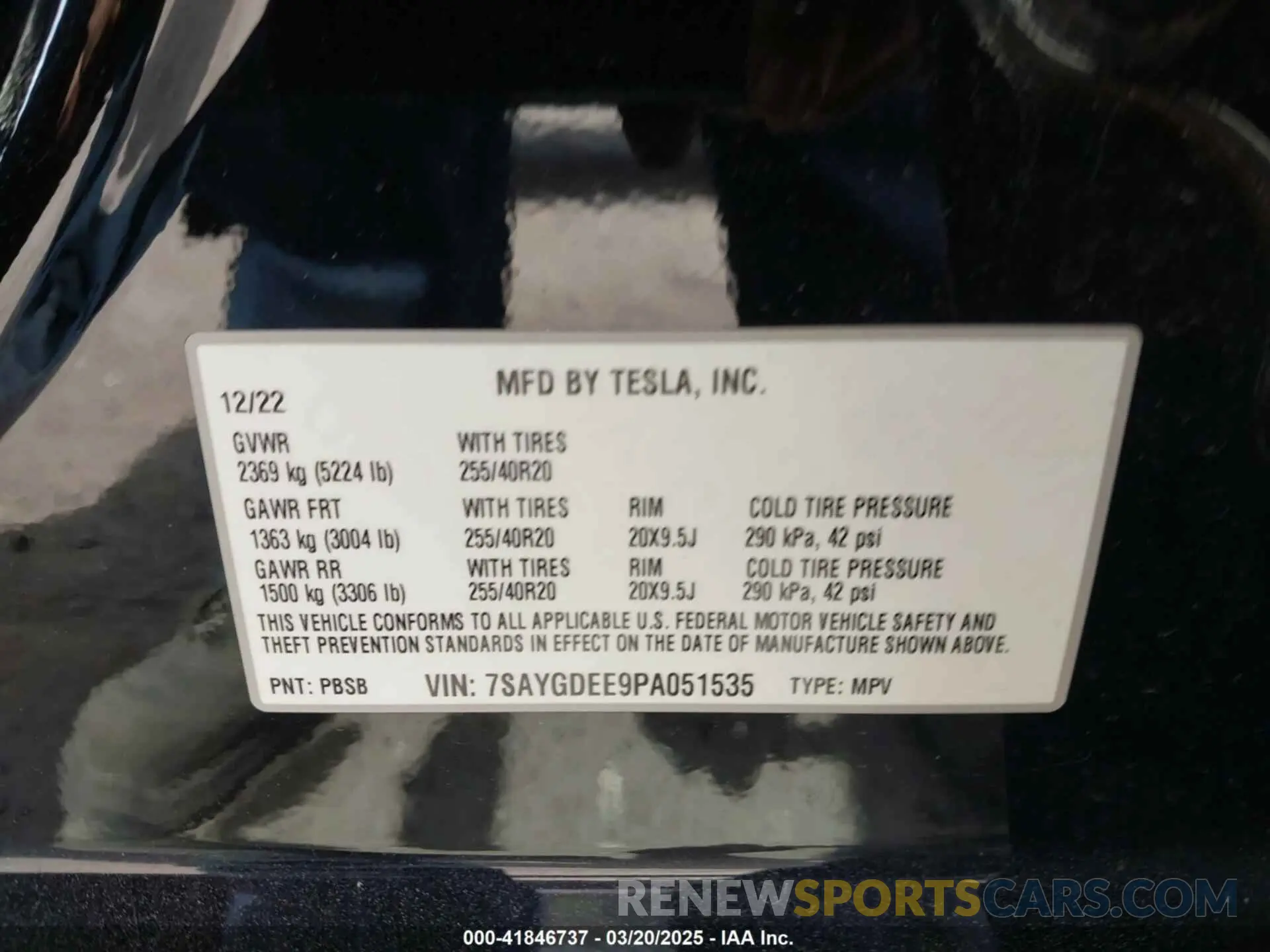9 fotografías del automóvil dañado 7SAYGDEE9PA051535 TESLA MODEL Y 2023