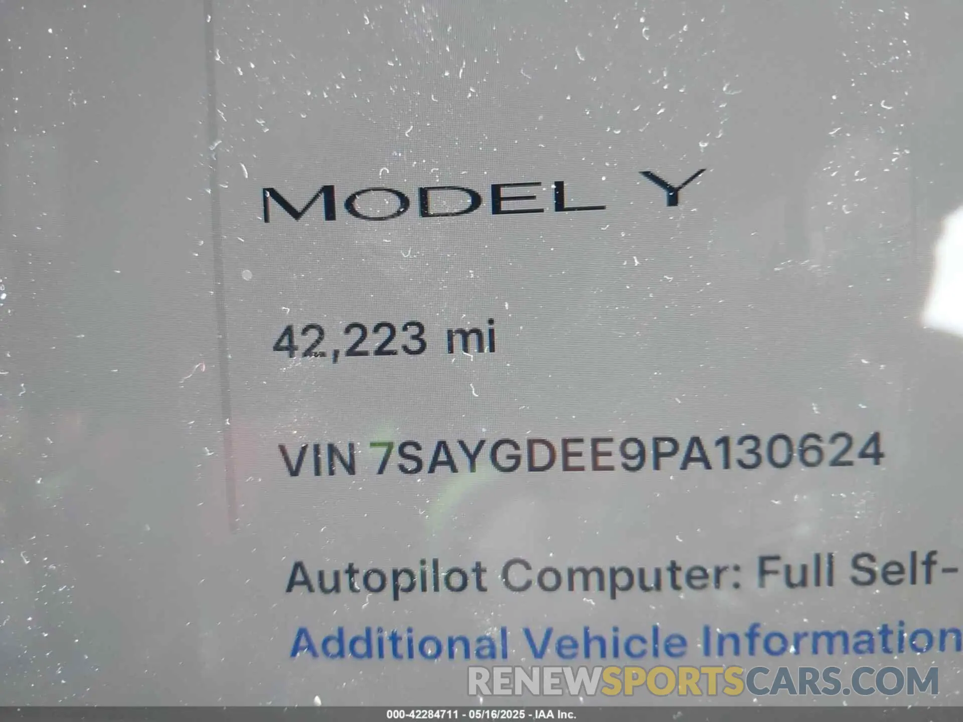 15 fotografías del automóvil dañado 7SAYGDEE9PA130624 TESLA MODEL Y 2023