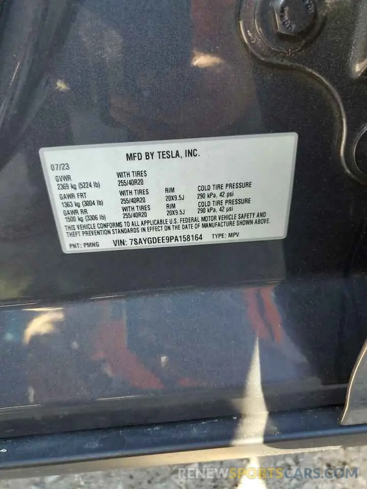 13 fotografías del automóvil dañado 7SAYGDEE9PA158164 TESLA MODEL Y 2023