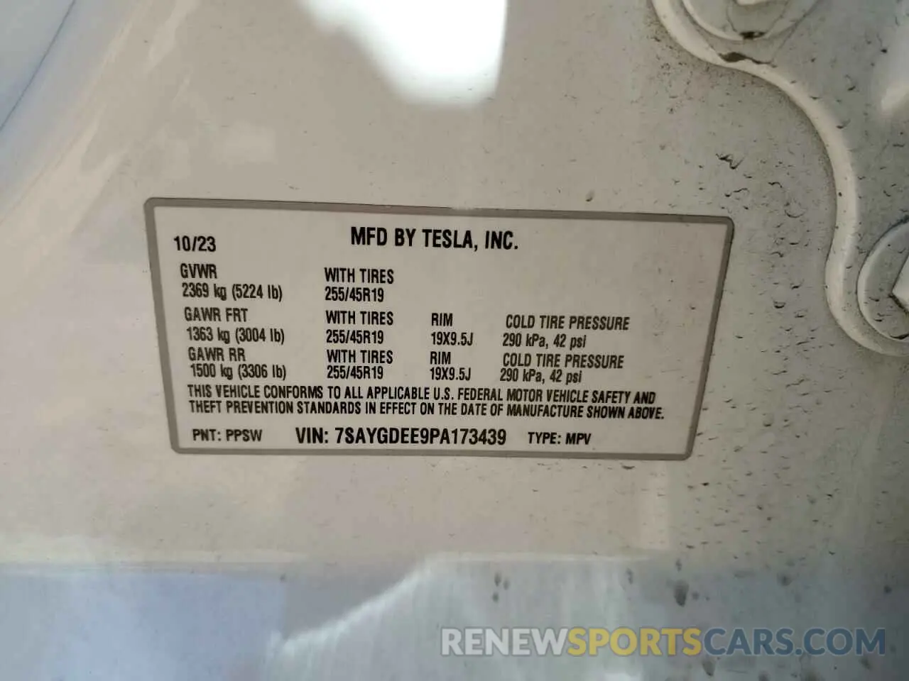 14 fotografías del automóvil dañado 7SAYGDEE9PA173439 TESLA MODEL Y 2023
