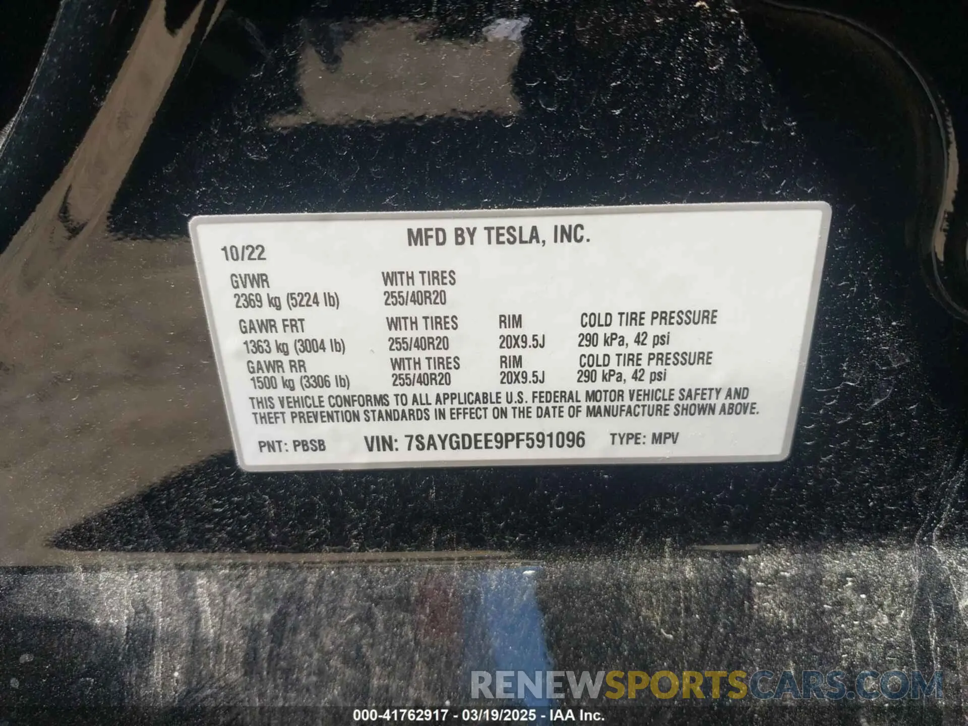 9 fotografías del automóvil dañado 7SAYGDEE9PF591096 TESLA MODEL Y 2023