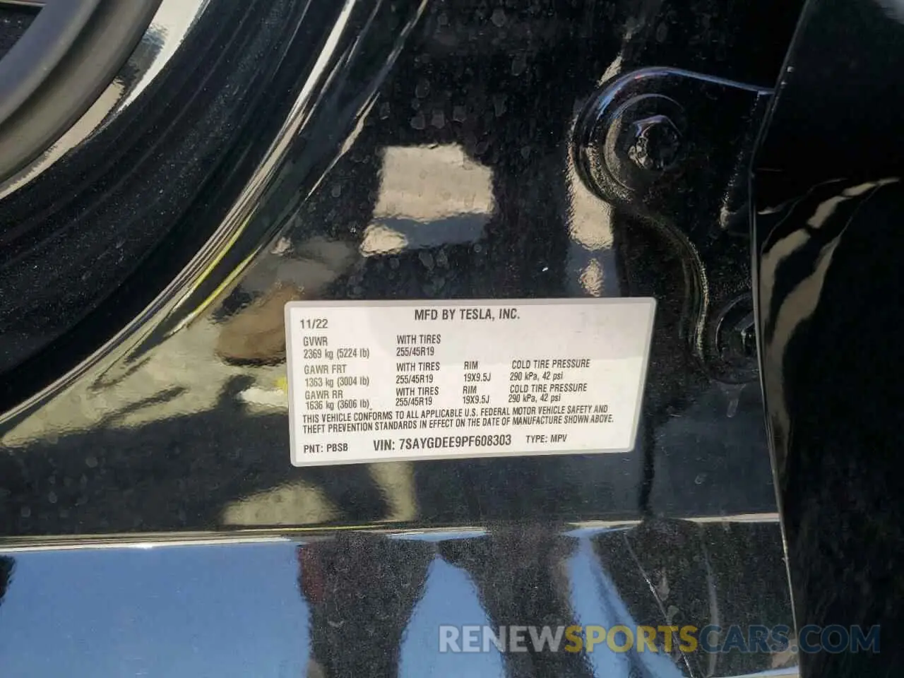 14 fotografías del automóvil dañado 7SAYGDEE9PF608303 TESLA MODEL Y 2023