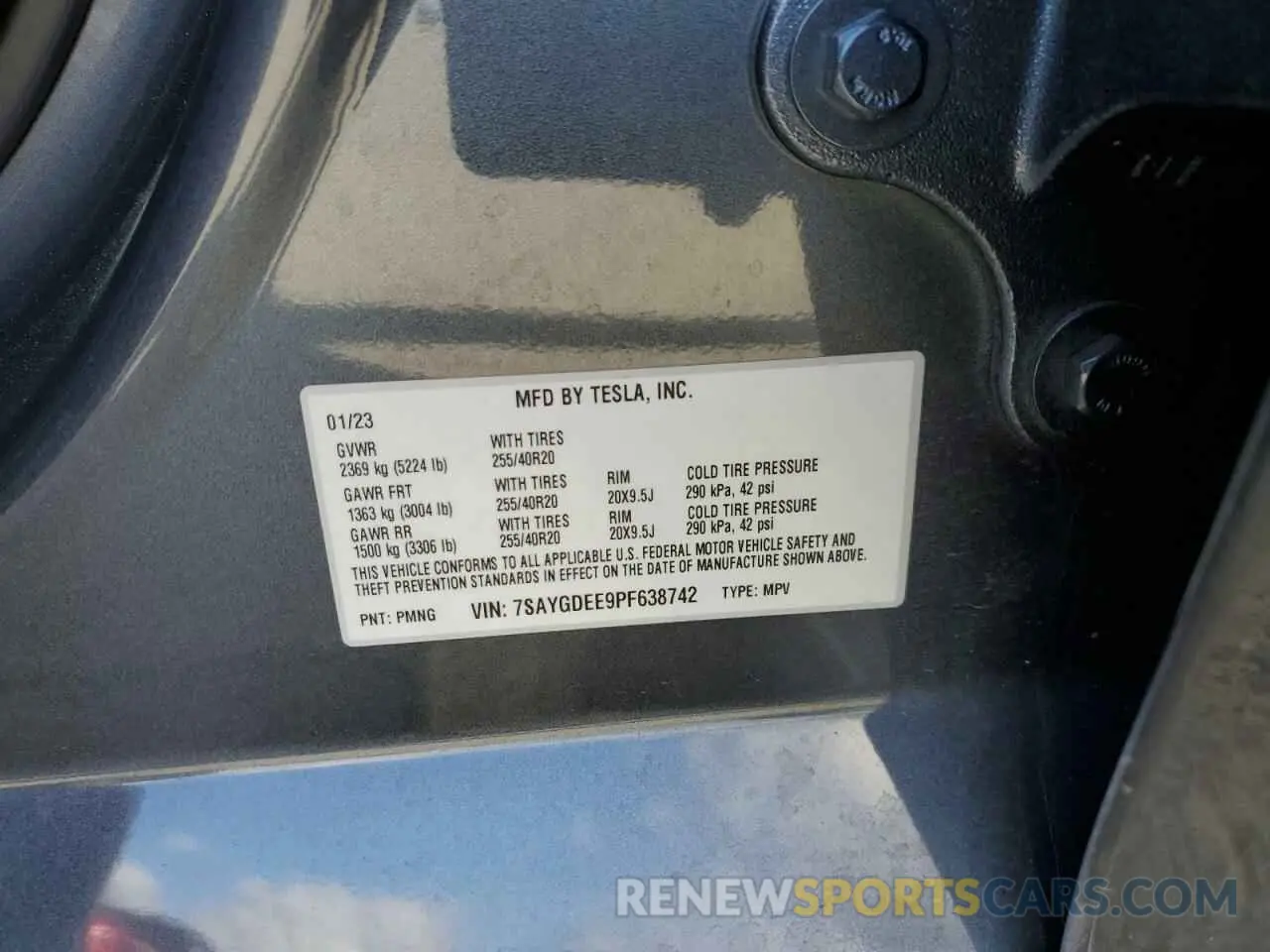 12 fotografías del automóvil dañado 7SAYGDEE9PF638742 TESLA MODEL Y 2023