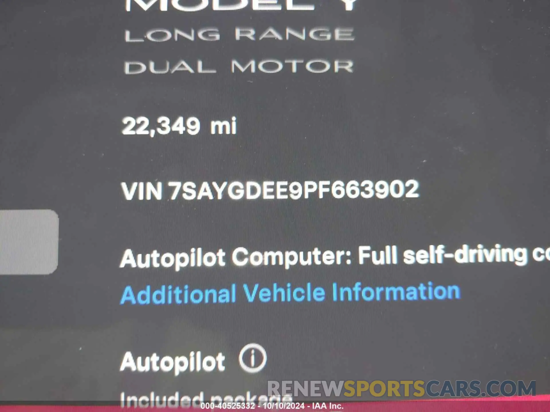 15 fotografías del automóvil dañado 7SAYGDEE9PF663902 TESLA MODEL Y 2023