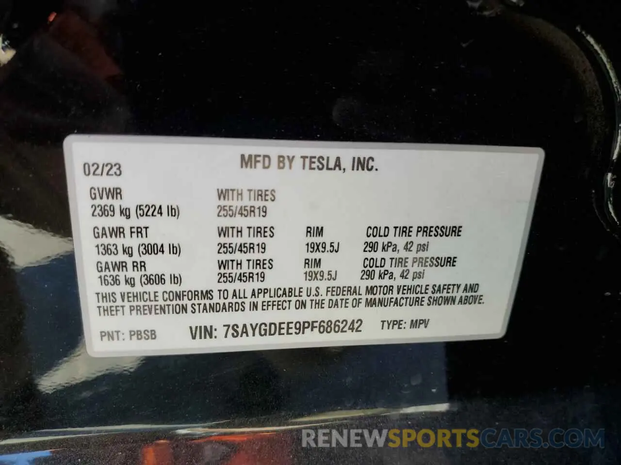 12 fotografías del automóvil dañado 7SAYGDEE9PF686242 TESLA MODEL Y 2023