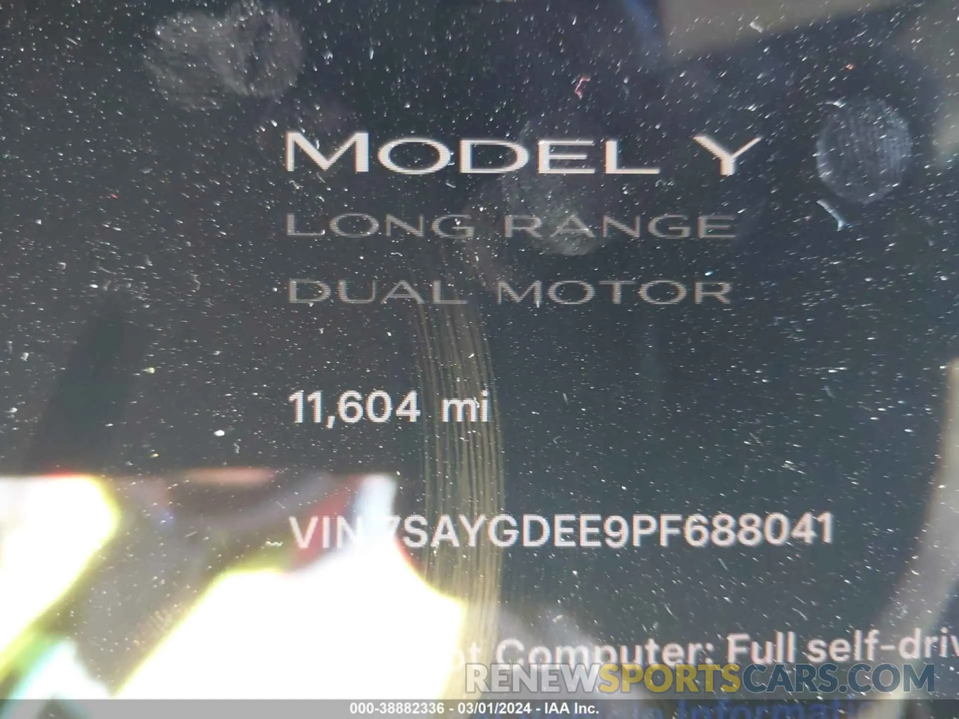 7 fotografías del automóvil dañado 7SAYGDEE9PF688041 TESLA MODEL Y 2023