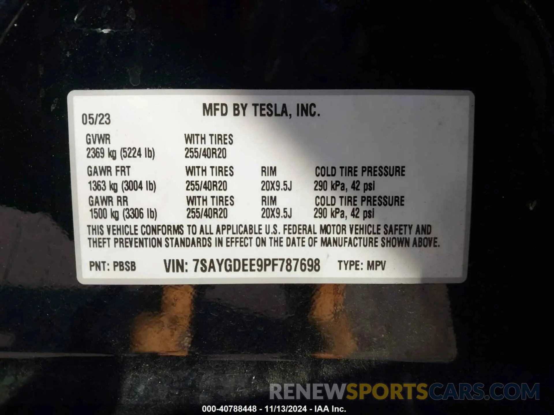 9 fotografías del automóvil dañado 7SAYGDEE9PF787698 TESLA MODEL Y 2023