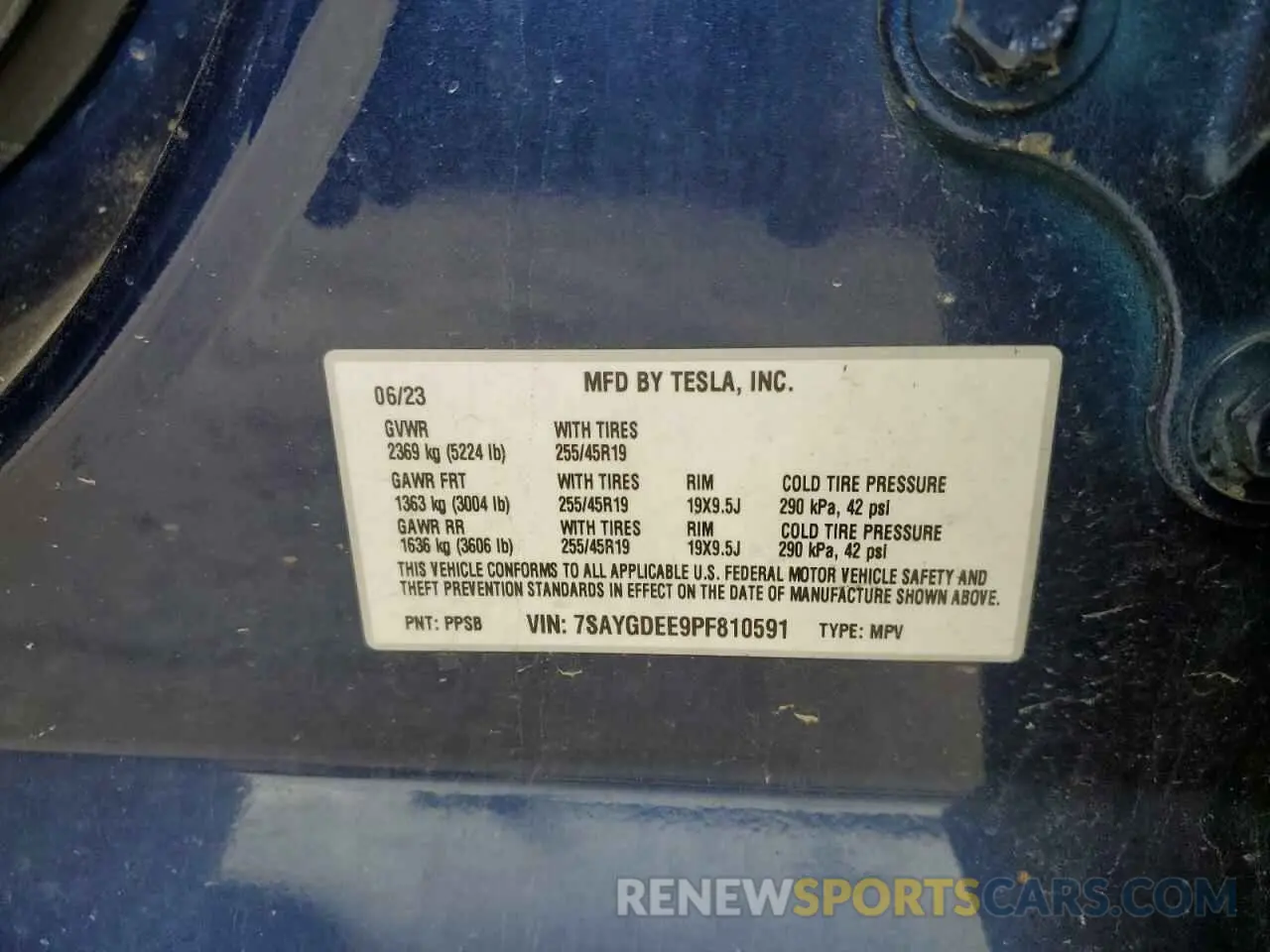 12 fotografías del automóvil dañado 7SAYGDEE9PF810591 TESLA MODEL Y 2023