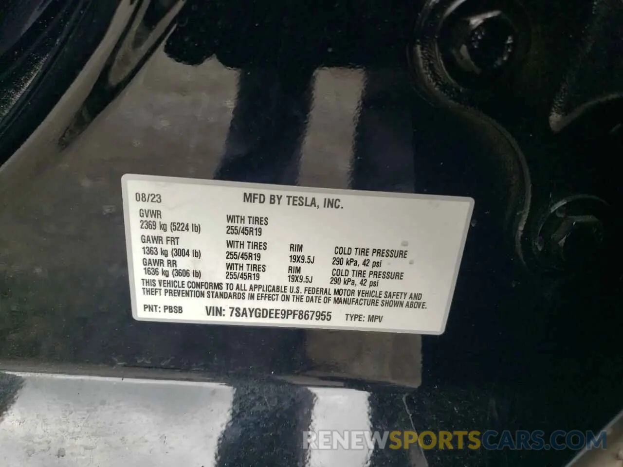 12 fotografías del automóvil dañado 7SAYGDEE9PF867955 TESLA MODEL Y 2023