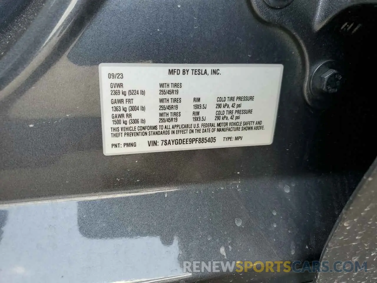 14 fotografías del automóvil dañado 7SAYGDEE9PF885405 TESLA MODEL Y 2023