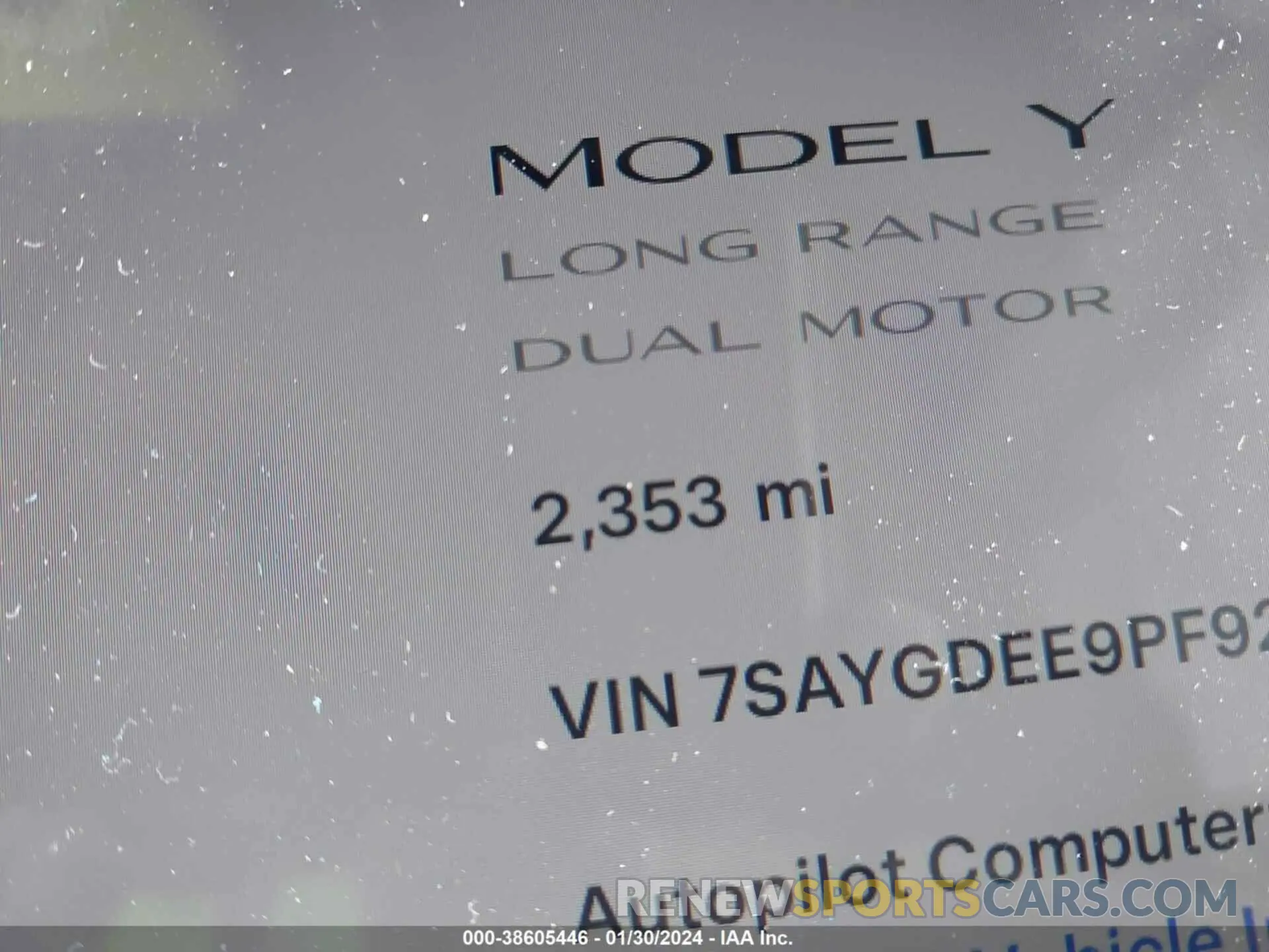 15 fotografías del automóvil dañado 7SAYGDEE9PF929533 TESLA MODEL Y 2023