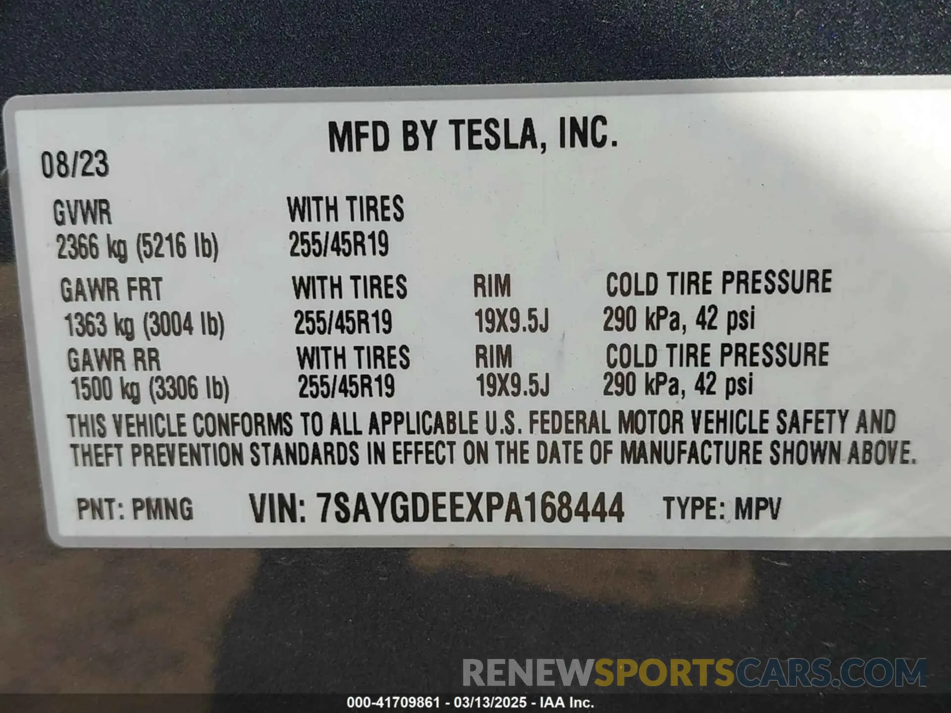 9 fotografías del automóvil dañado 7SAYGDEEXPA168444 TESLA MODEL Y 2023