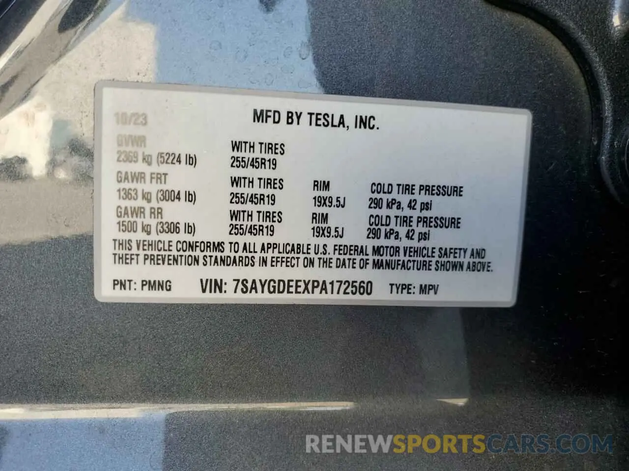 14 fotografías del automóvil dañado 7SAYGDEEXPA172560 TESLA MODEL Y 2023