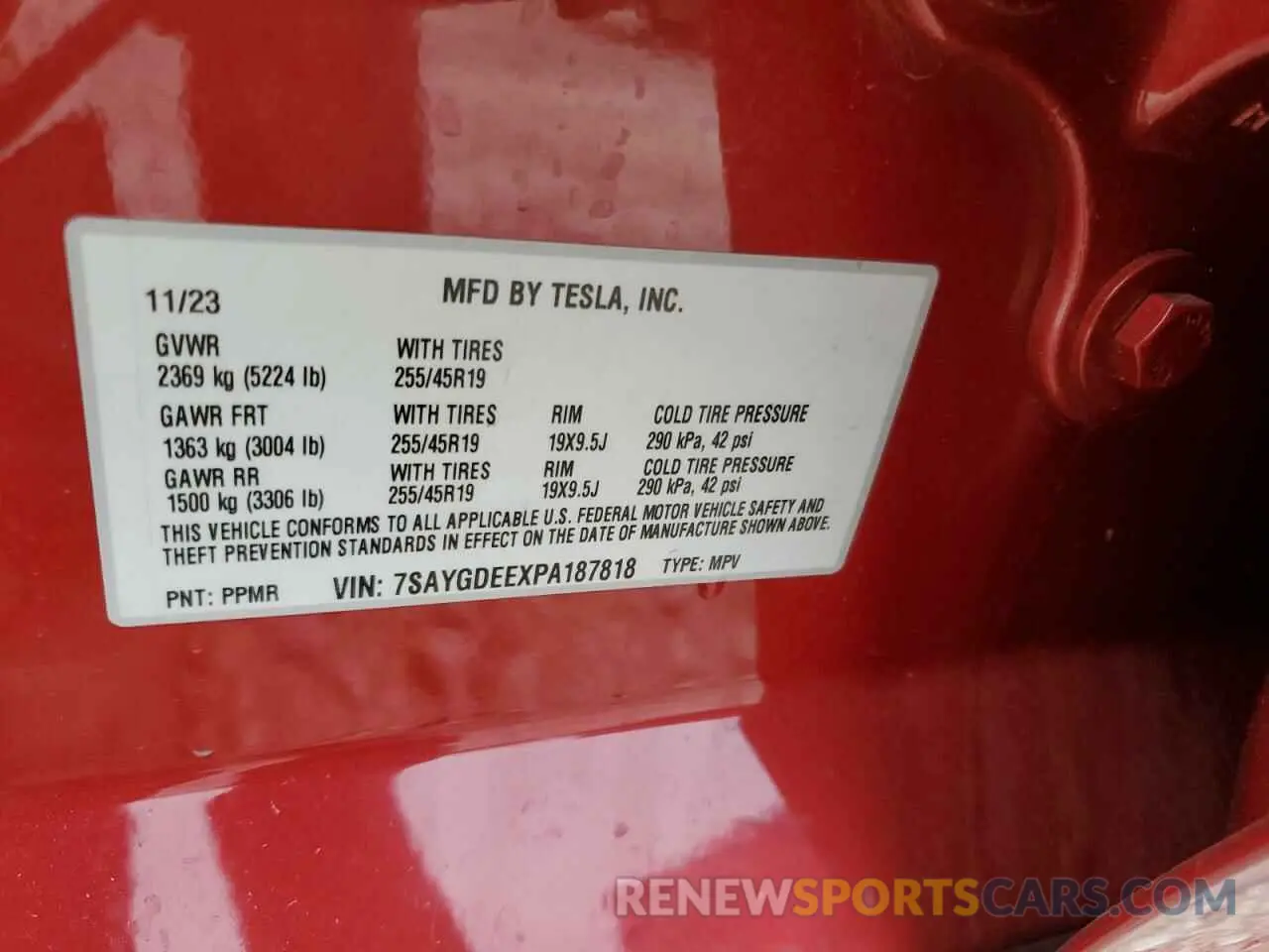 13 fotografías del automóvil dañado 7SAYGDEEXPA187818 TESLA MODEL Y 2023