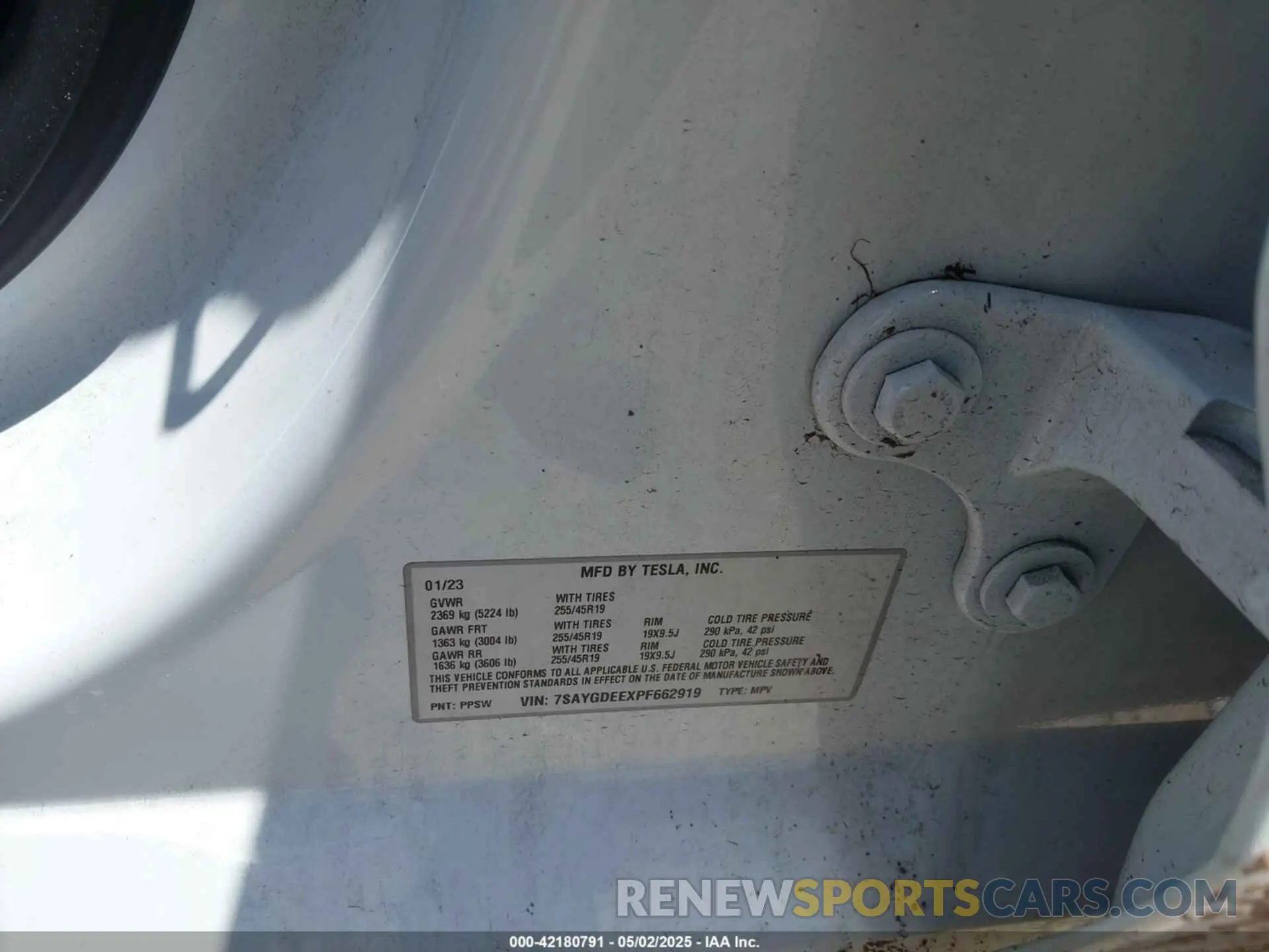 9 fotografías del automóvil dañado 7SAYGDEEXPF662919 TESLA MODEL Y 2023