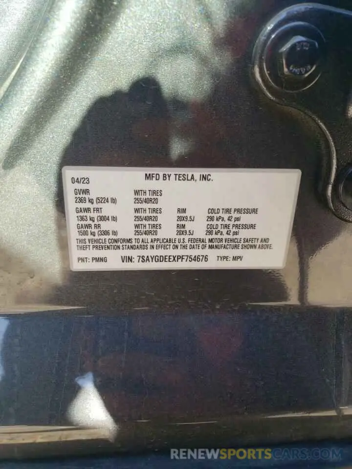 14 fotografías del automóvil dañado 7SAYGDEEXPF754676 TESLA MODEL Y 2023