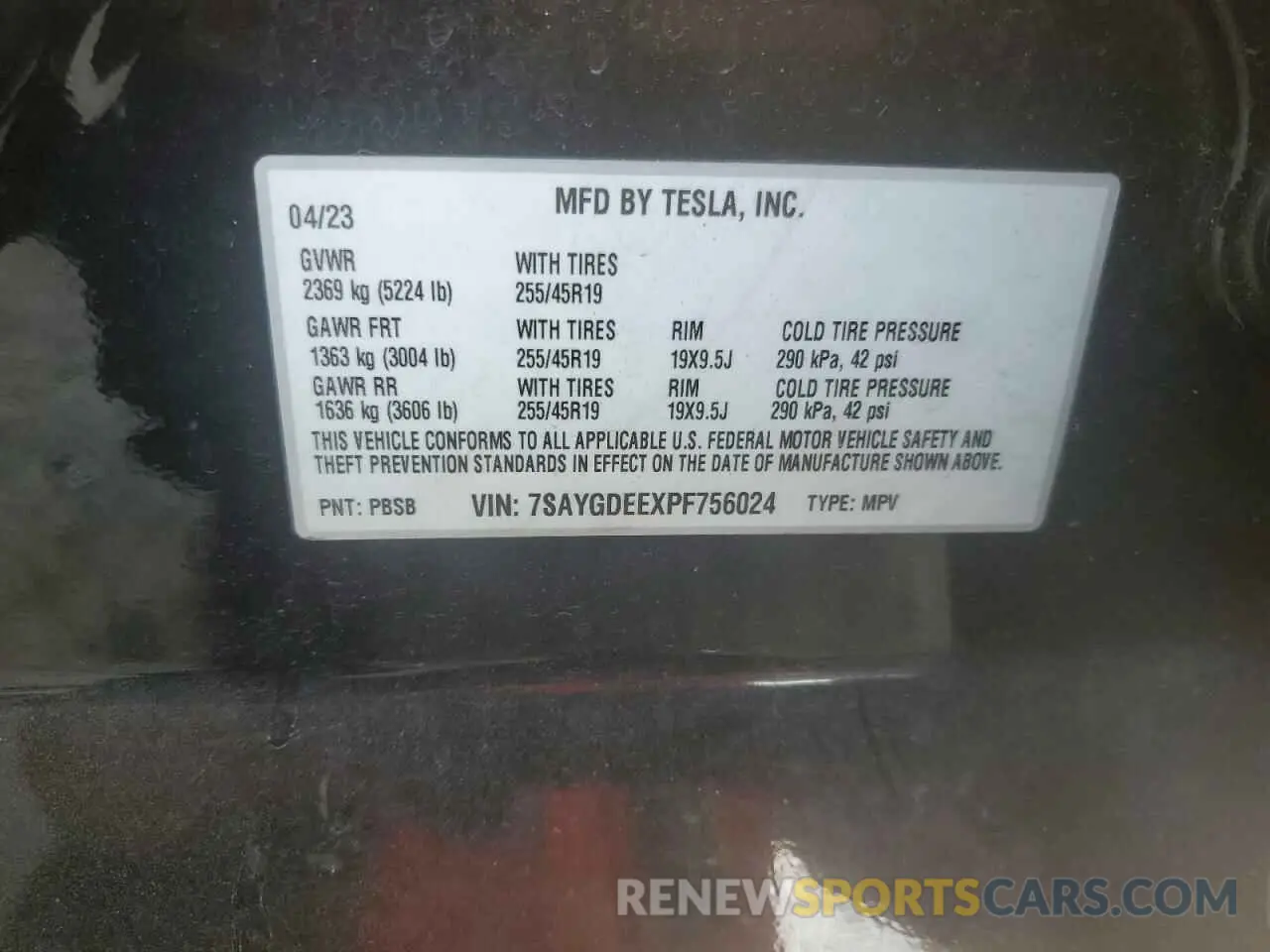 12 fotografías del automóvil dañado 7SAYGDEEXPF756024 TESLA MODEL Y 2023
