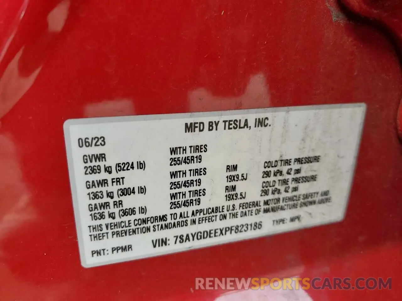 13 fotografías del automóvil dañado 7SAYGDEEXPF823186 TESLA MODEL Y 2023