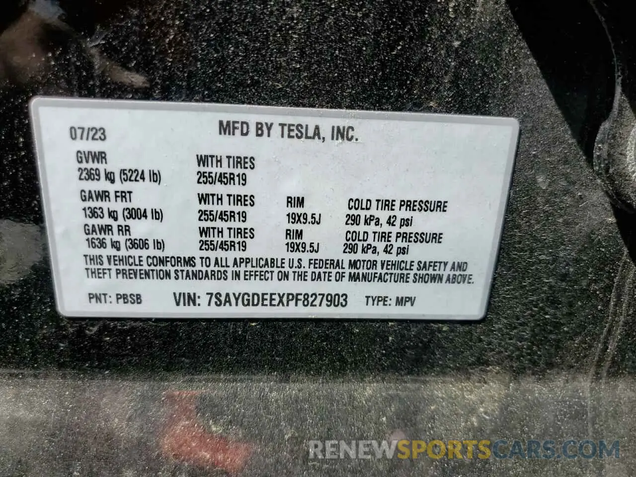 13 fotografías del automóvil dañado 7SAYGDEEXPF827903 TESLA MODEL Y 2023