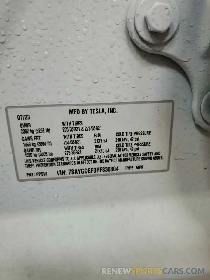 12 fotografías del automóvil dañado 7SAYGDEF0PF830804 TESLA MODEL Y 2023