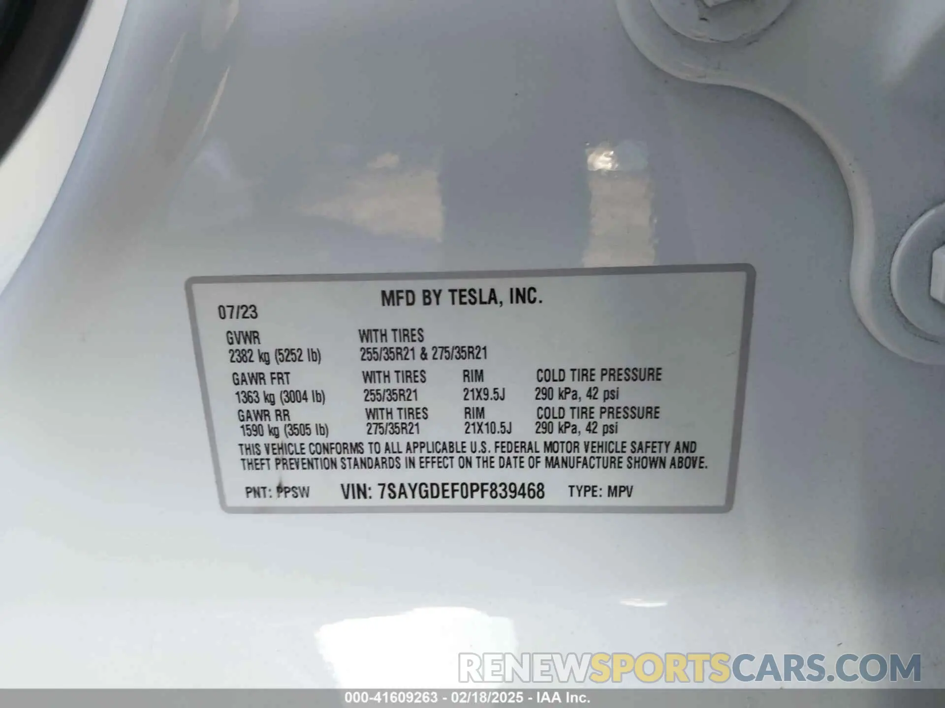 9 fotografías del automóvil dañado 7SAYGDEF0PF839468 TESLA MODEL Y 2023